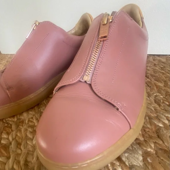 Pairs In Paris Blush Leather Zip Sneakers designed in Paris made in Portugal - Picture 9 of 16